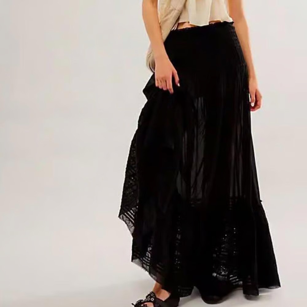 Free People One Alessi Black Maxi Skirt